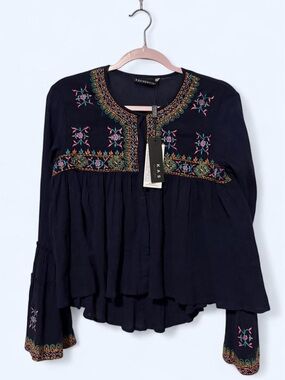 NWT boho KAS New York Embroidered cotton Blouse xs